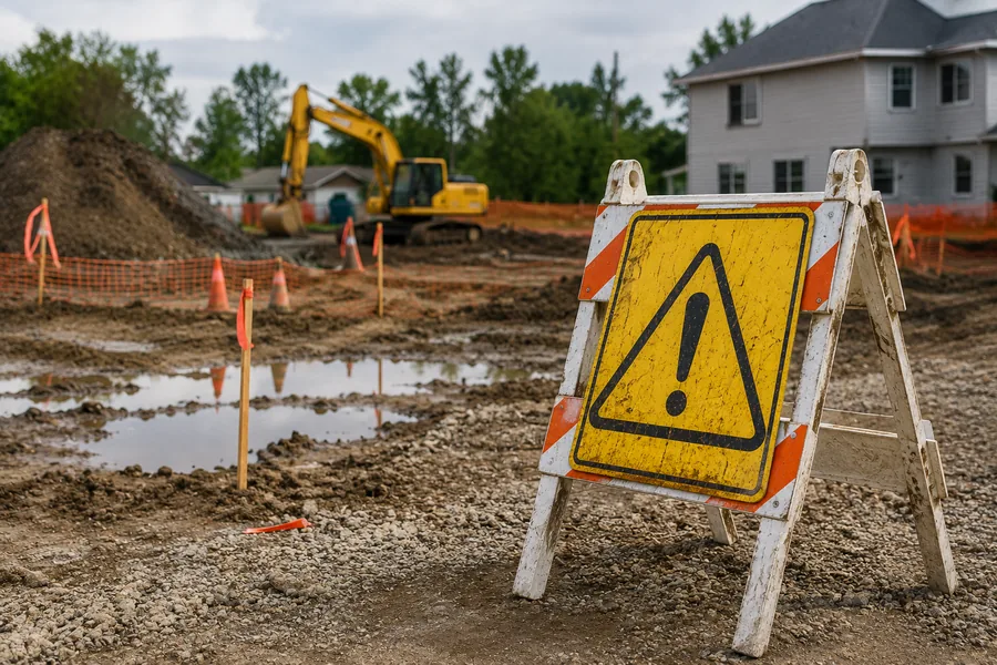Graded construction site being prepared for building work